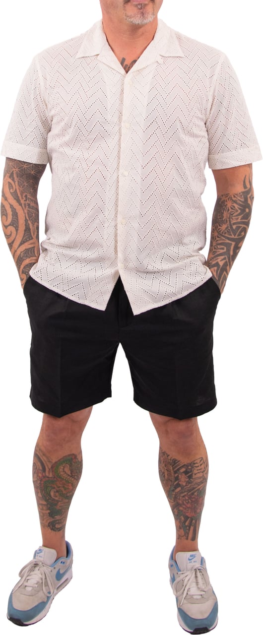 Antony Morato SHIRT HONOLULU RELAXED FIT IN EMBROIDERED POPELINE COTTON FABRIC WITH LOGOED BADGE Beige