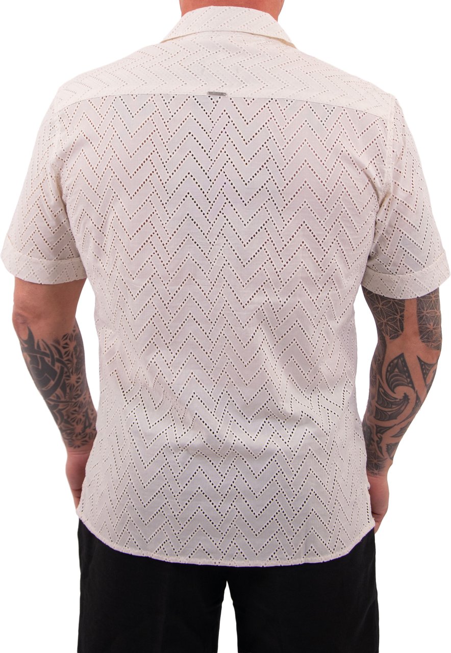 Antony Morato SHIRT HONOLULU RELAXED FIT IN EMBROIDERED POPELINE COTTON FABRIC WITH LOGOED BADGE Beige