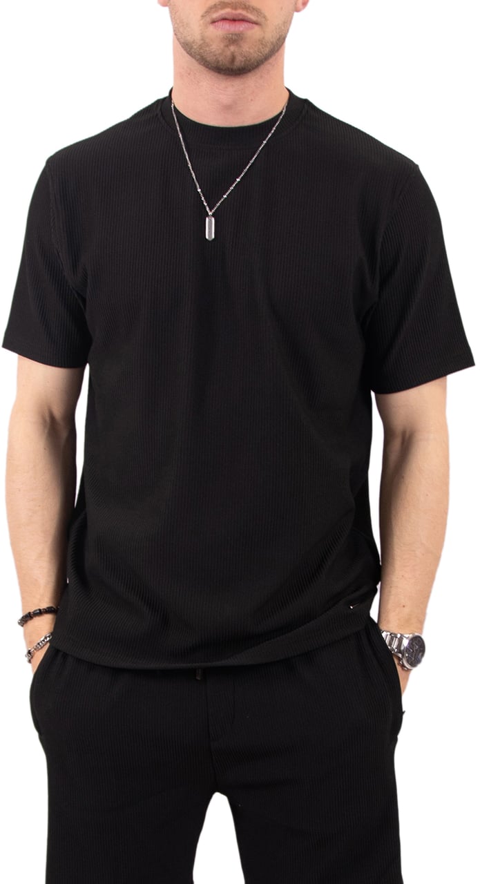 Malelions Malelions Ribbed T-Shirt Zwart