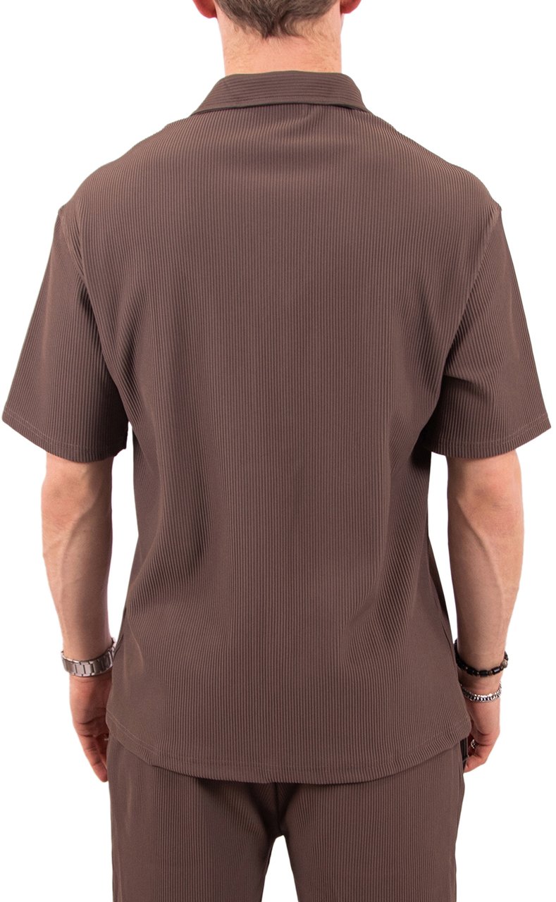 Malelions Malelions Ribbed Camp Collar Shirt Bruin