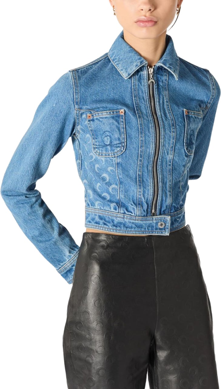 Marine Serre Coats Light Blue Blauw