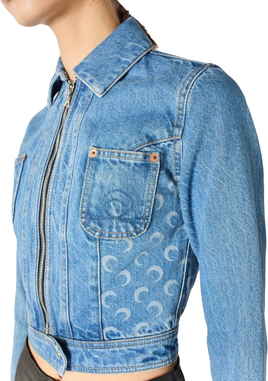 Marine Serre Coats Light Blue Blauw