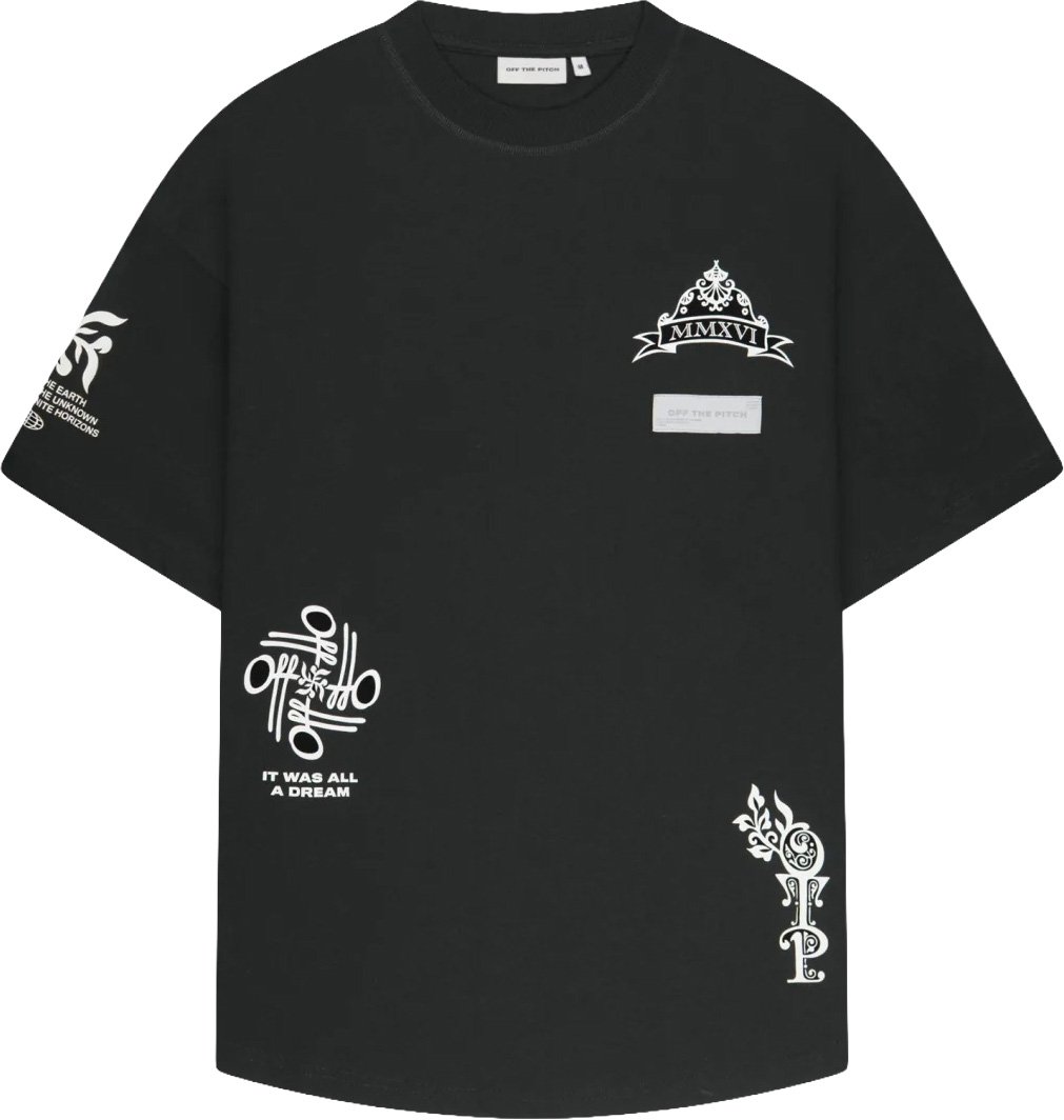OFF THE PITCH Filigrain Oversized Tee Black Zwart