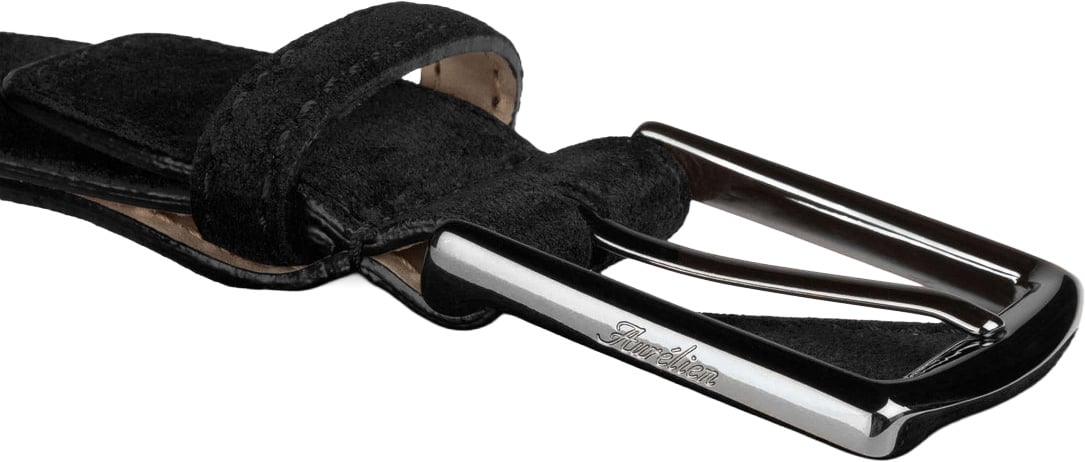 Aurélien Black Suede Leather Belt Zwart