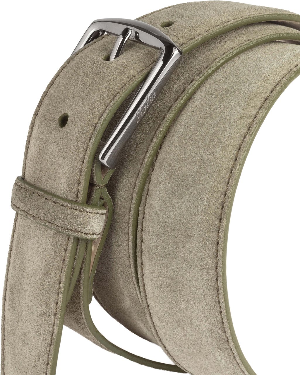 Aurélien Pistache Suede Leather Belt Groen