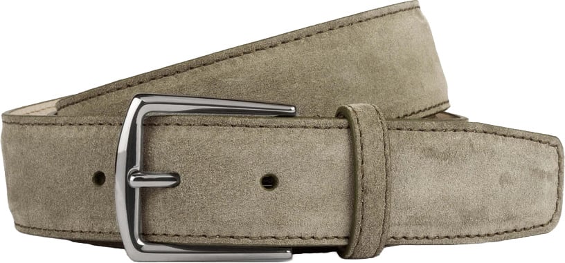 Aurélien Pistache Suede Leather Belt Groen