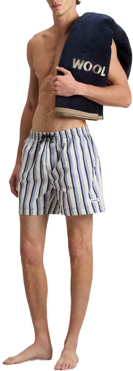 Woolrich Zwembroek gestreept blauw/wit Blauw