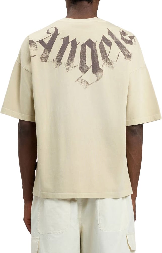 Palm Angels Big Neck Logo Loose Tee Brown Beige Beige