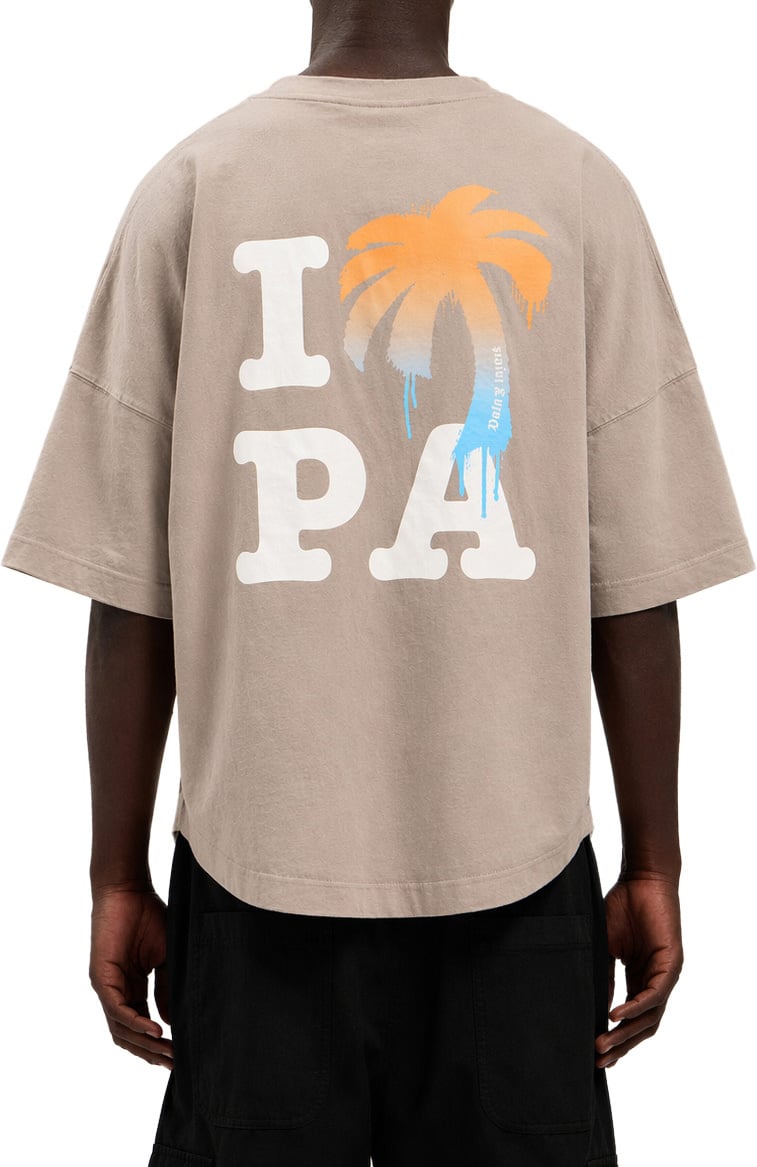 Palm Angels I Love Pa Over Tee Taupe Beige