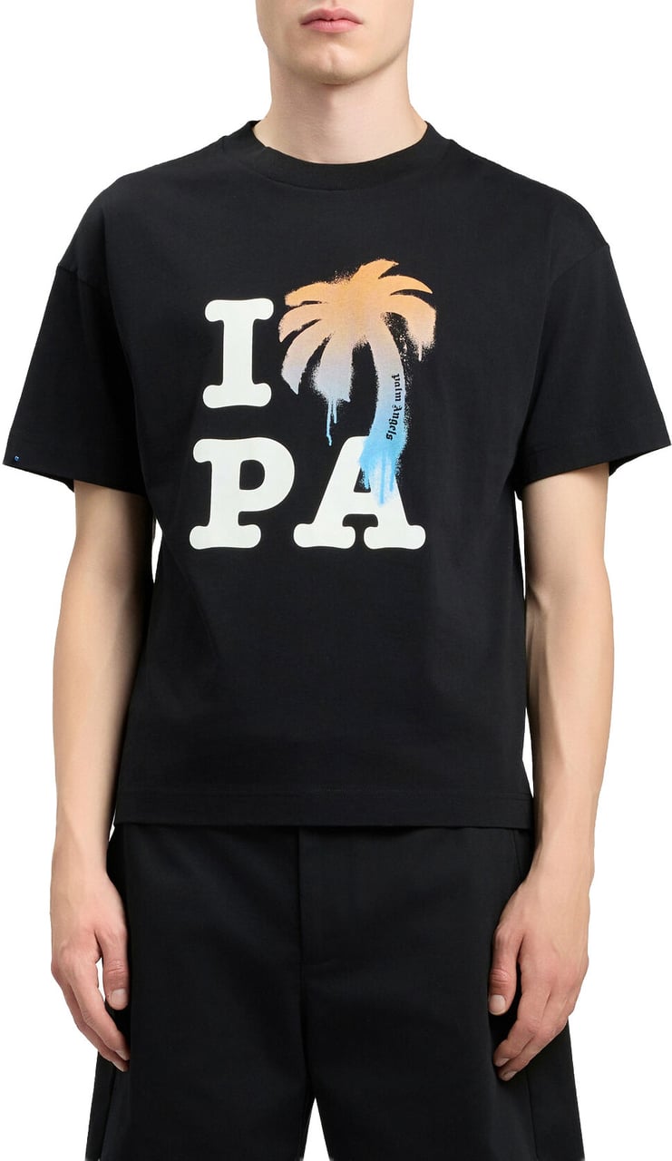 Palm Angels I Love PaRegular Tee Black Zwart