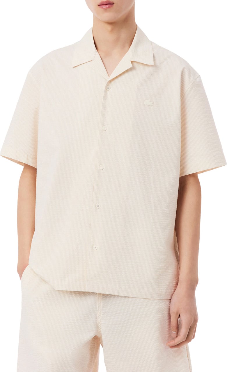 Lacoste Shirt stripe white beige Beige