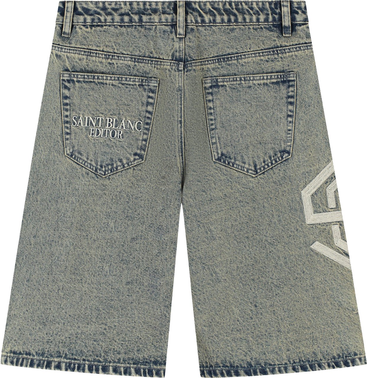 Saint Blanc Washed Denim Short Blauw