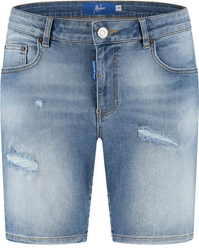 Malelions Malelions Men Washed Denim Shorts Blauw