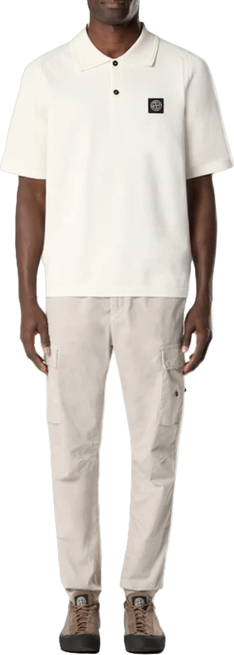 Stone Island Polo shirt van zacht biologisch katoen met microstiksels, marineblauw. Wit