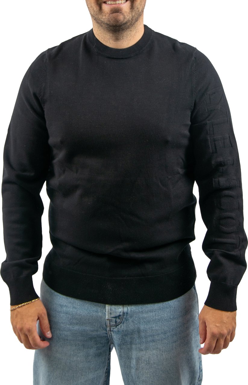 Lyle & Scott Lyle & Scott Mesh Logo Crew Neck Jumper Zwart