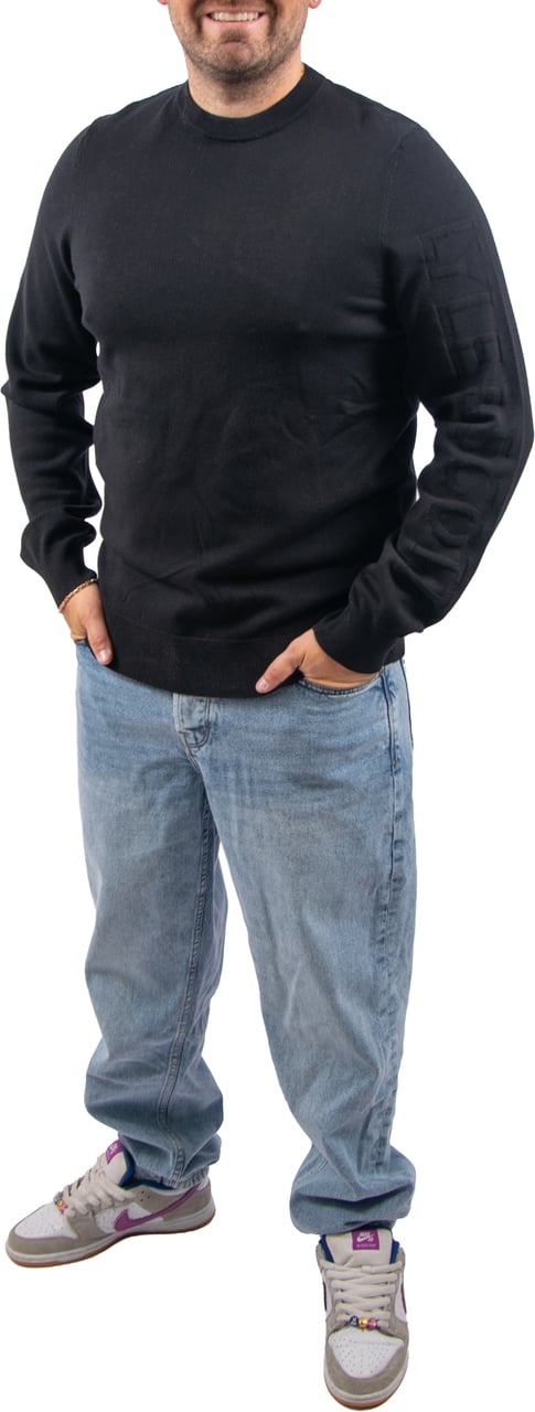Lyle & Scott Lyle & Scott Mesh Logo Crew Neck Jumper Zwart