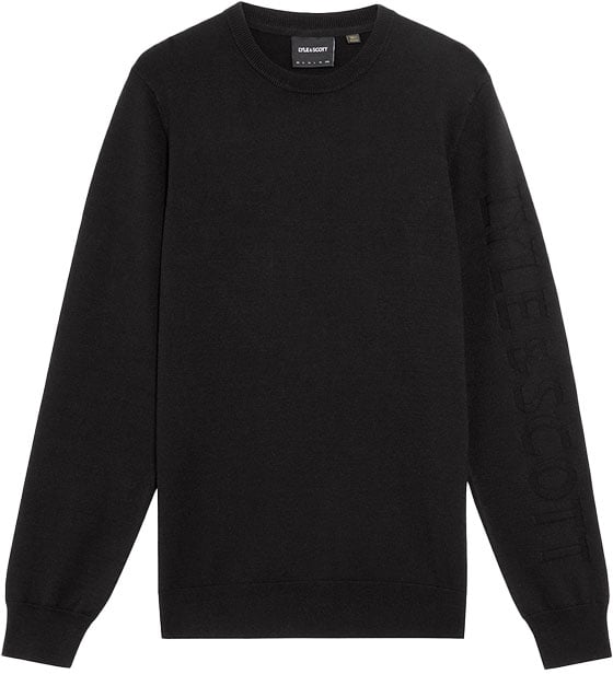 Lyle & Scott Lyle & Scott Mesh Logo Crew Neck Jumper Zwart
