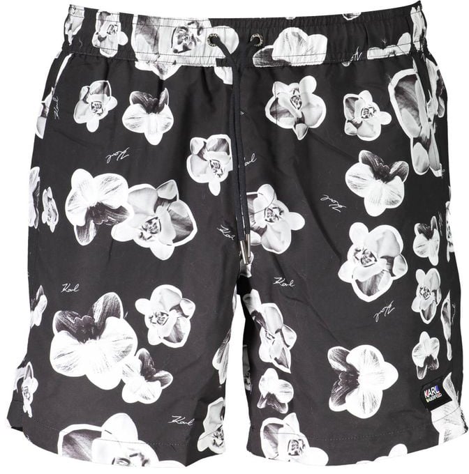 Karl Lagerfeld Karl Lagerfeld Nero Polyester Men's Swim Boxer Zwart