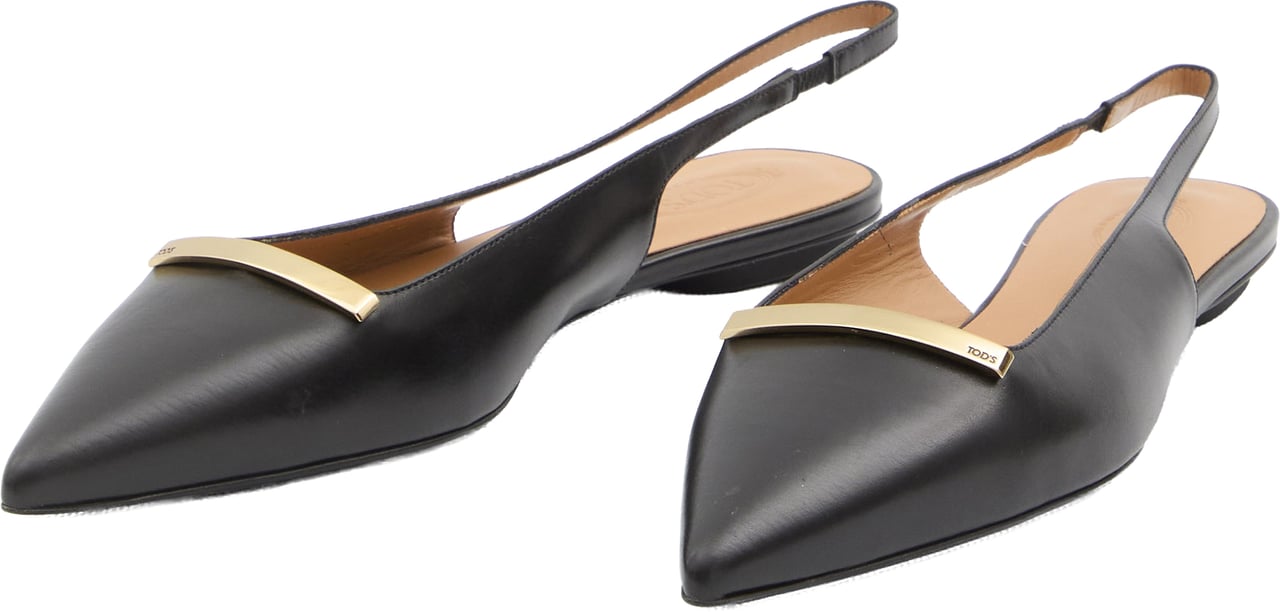 Tod's Leather slingback ballerinas Zwart
