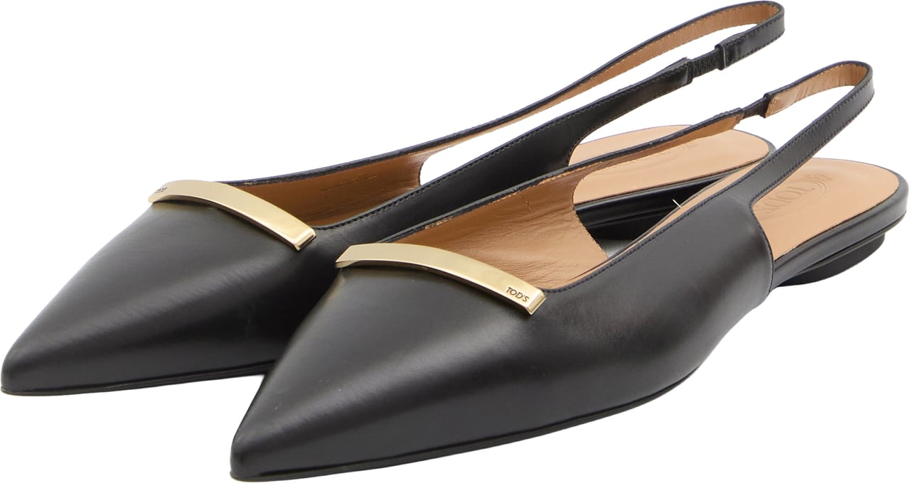 Tod's Leather slingback ballerinas Zwart