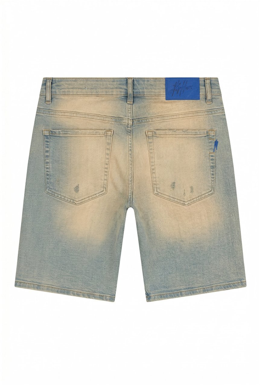 Malelions Malelions Men Washed Denim Shorts Blauw
