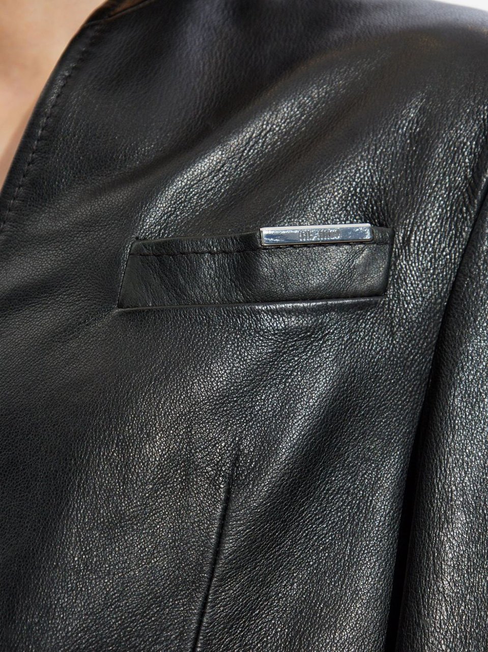The Attico Jacket Leather Nero Zwart