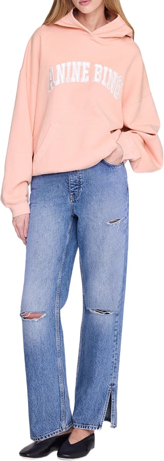 Anine Bing hoodie coral pink logo Roze