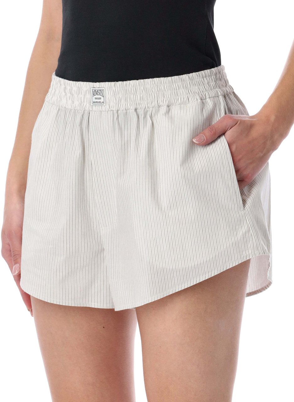 Maison Margiela Short Popeline Stripe Striped White Wit