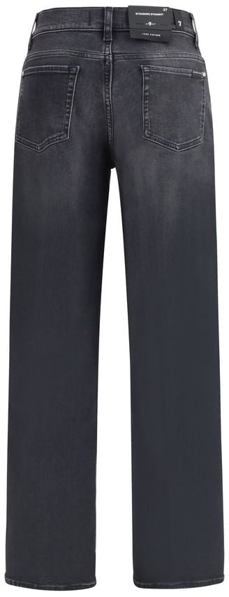7 For All Mankind 7FOR Black Cotton Straight-Leg Jeans Zwart