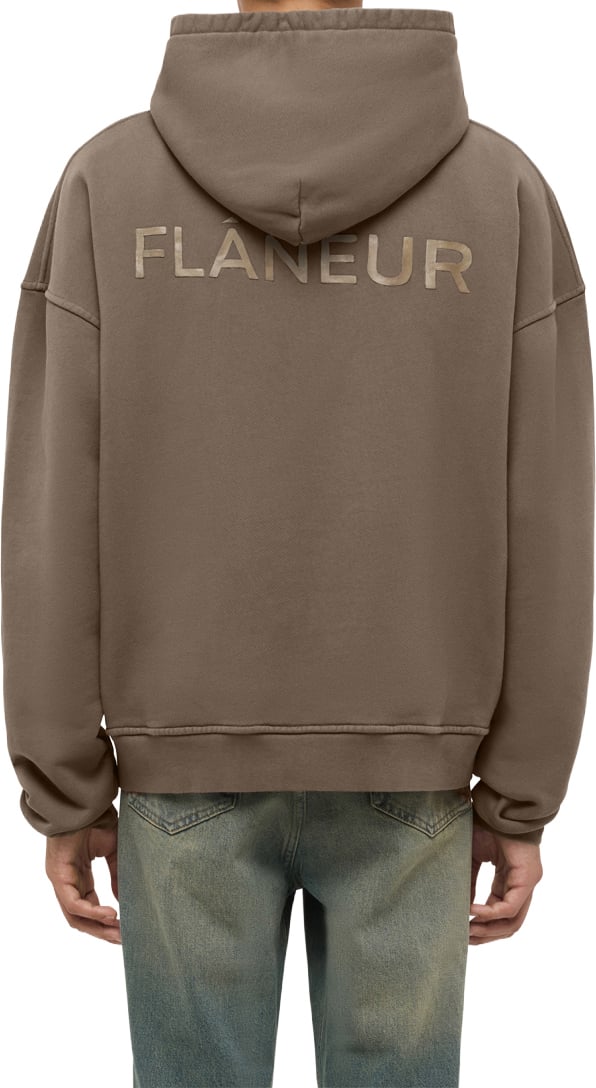 FLÂNEUR Flâneur Hoodie Bruin Double Logo Washed Hoodie Bruin
