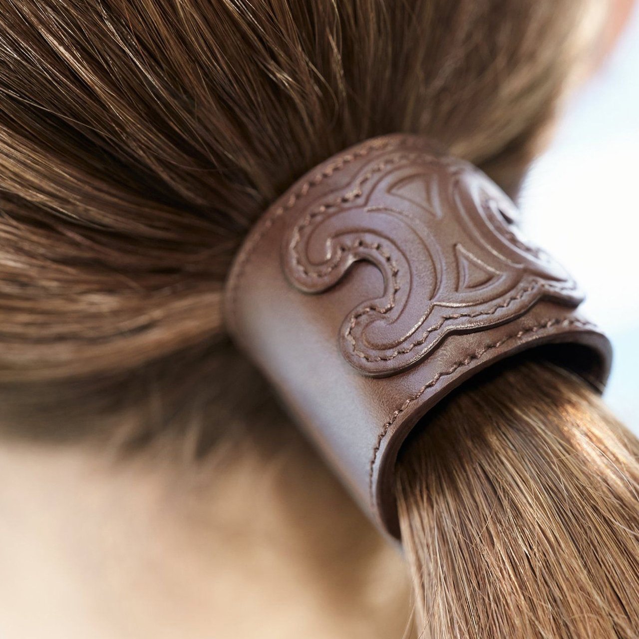 Celine Celine Leather Hair Cuff Bruin