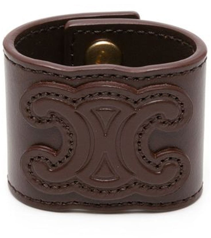 Celine Celine Leather Hair Cuff Bruin