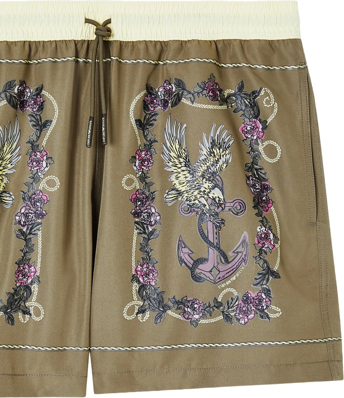 Emporio Armani Cards Print Swimshort Green Groen