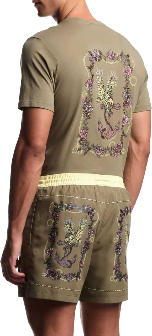 Emporio Armani Cards Print Swimshort Green Groen