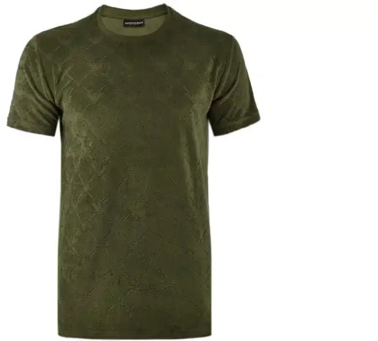Emporio Armani Beachwear Tee Eagles Lines Olive Groen