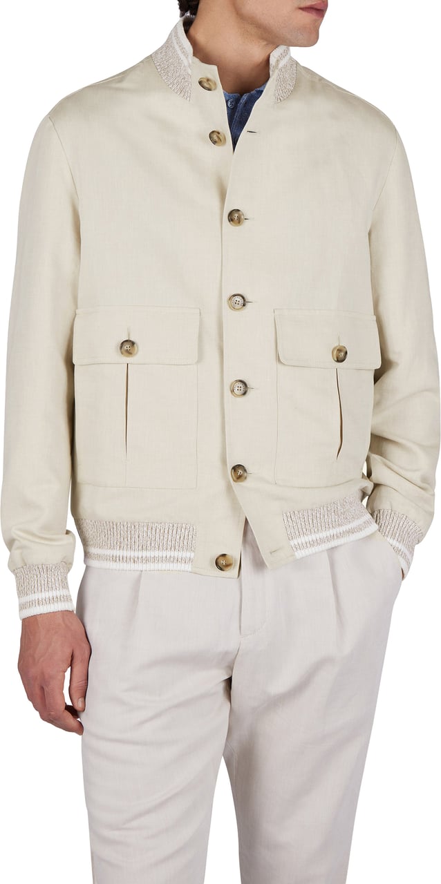 Paul & Shark Bomber in linen and cotton Beige