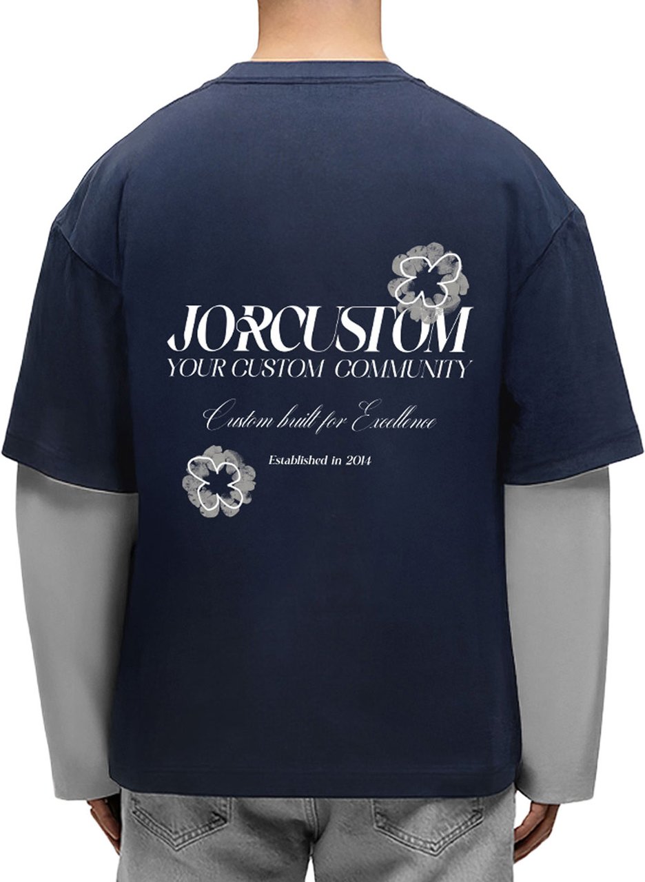 JORCUSTOM Flowers Double Layered Longsleeve Blauw