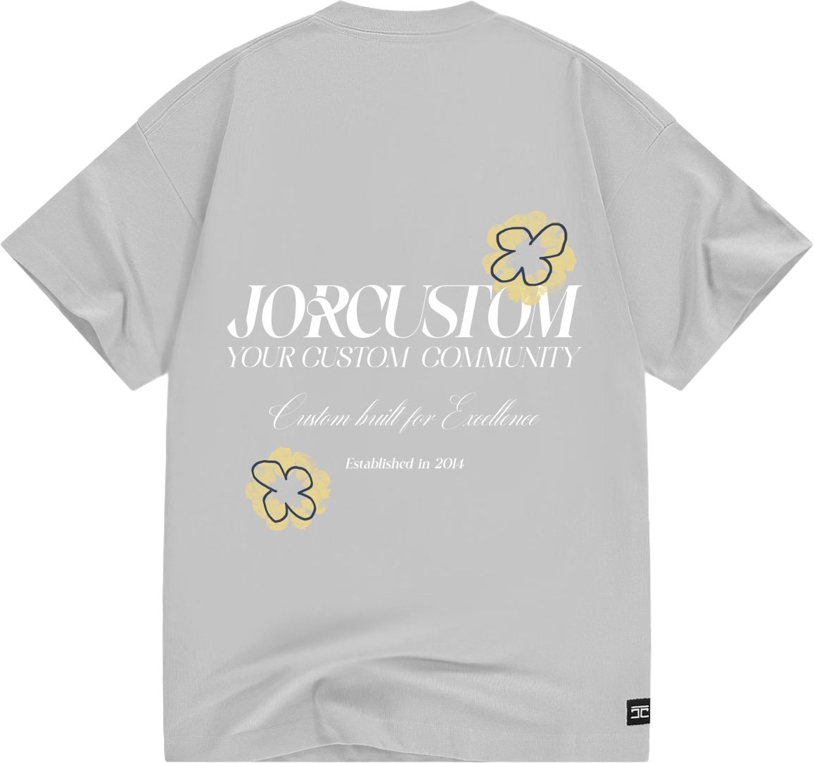 JORCUSTOM Flowers Loose Fit T-Shirt lightgrey Grijs