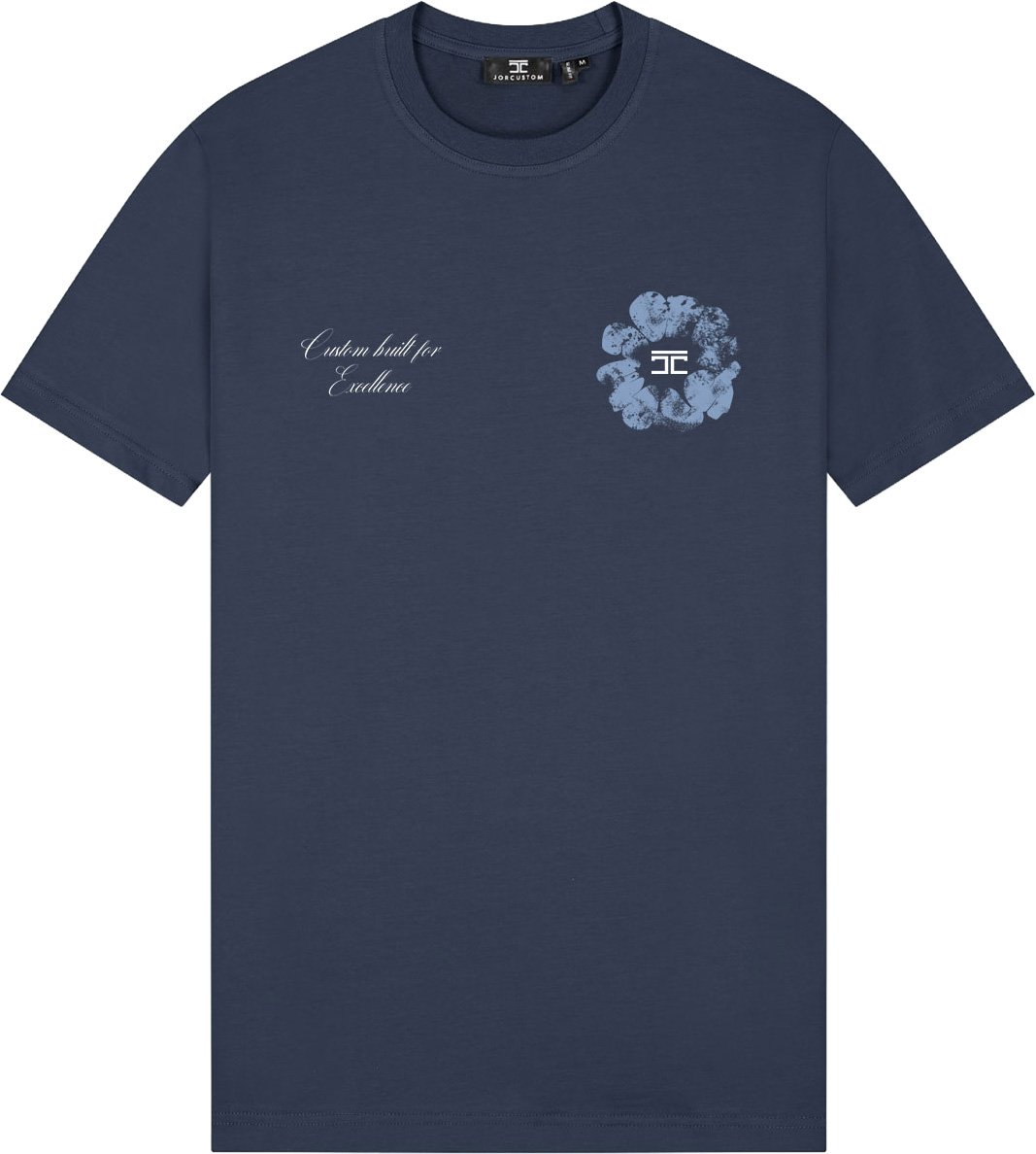 JORCUSTOM Flowers Slim Fit T-Shirt blue Blauw