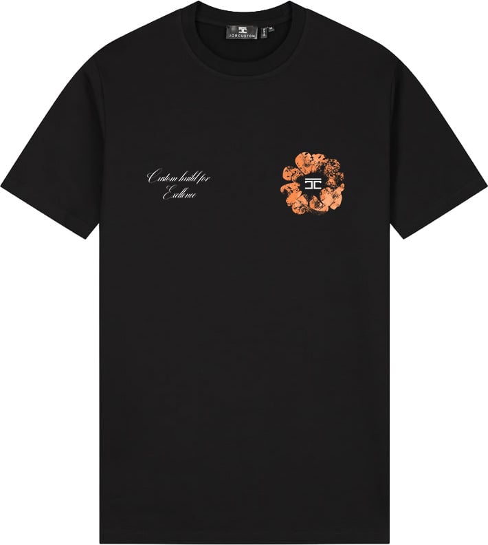 JORCUSTOM kD-Flowers Slim Fit T-Shirt black Zwart