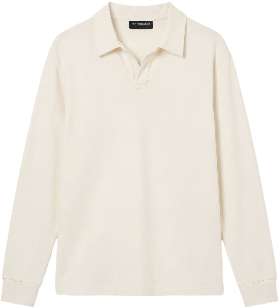 Don't Waste Culture Ruoma Polo Longsleeve | Cream White Wit