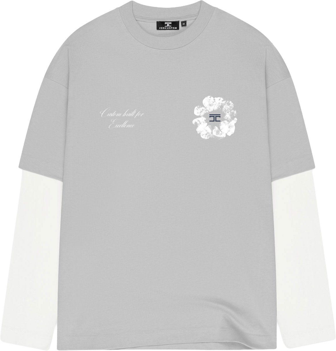 JORCUSTOM Flowers longsleeve light grey Grijs