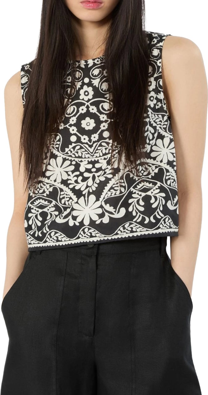 Max Mara Top Nero Ornamentale Zwart