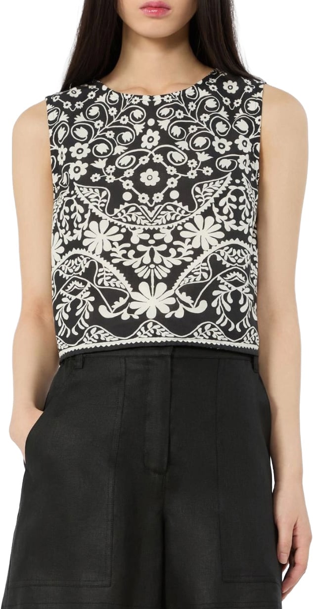 Max Mara Top Nero Ornamentale Zwart