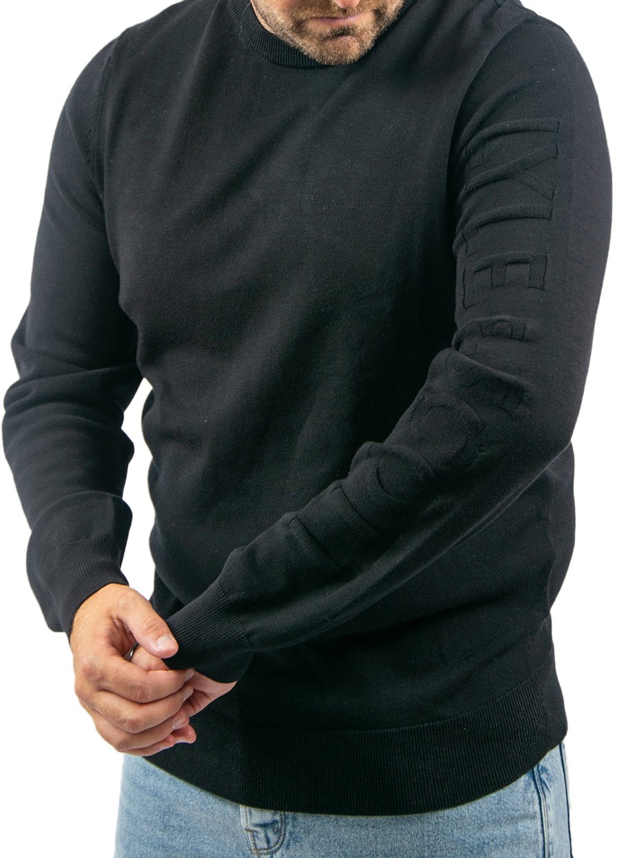 Lyle & Scott Lyle & Scott Mesh Logo Crew Neck Jumper Zwart
