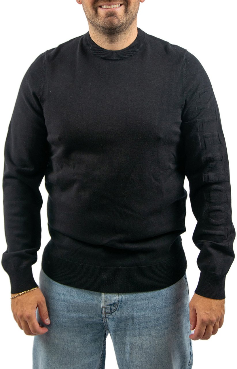 Lyle & Scott Lyle & Scott Mesh Logo Crew Neck Jumper Zwart