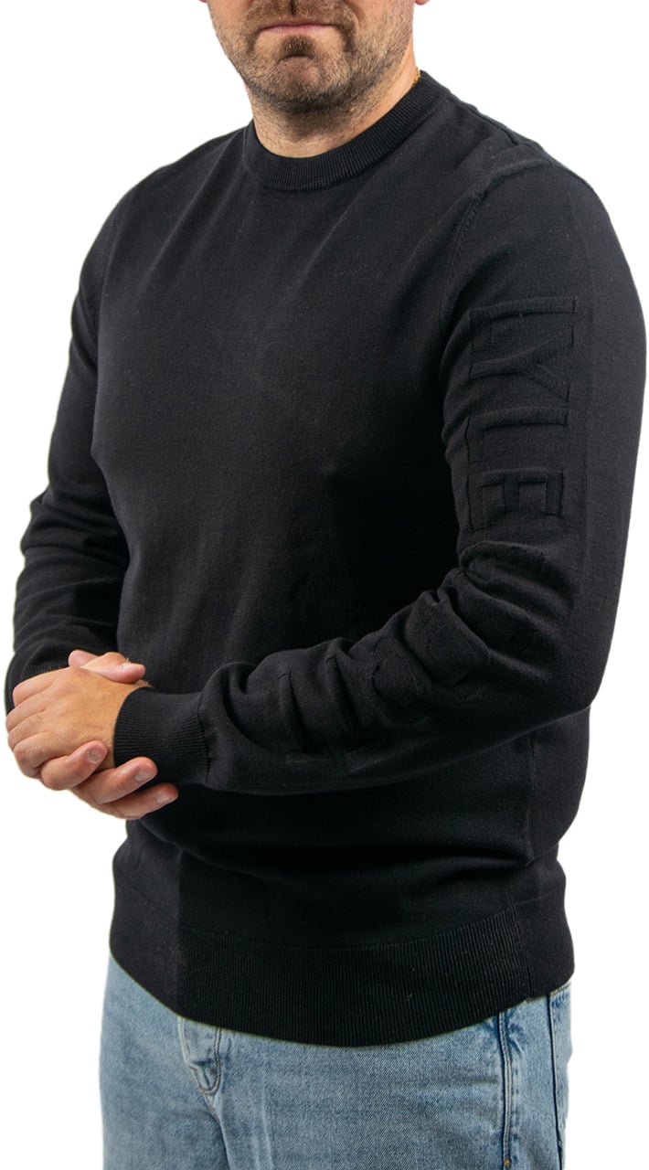 Lyle & Scott Lyle & Scott Mesh Logo Crew Neck Jumper Zwart