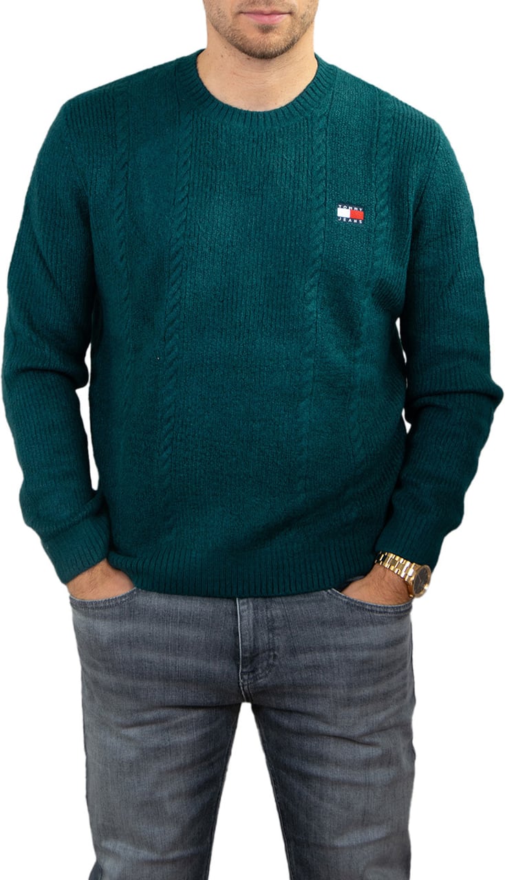 Tommy Jeans Tommy Jeans Slim Cable Knit Cneck Groen