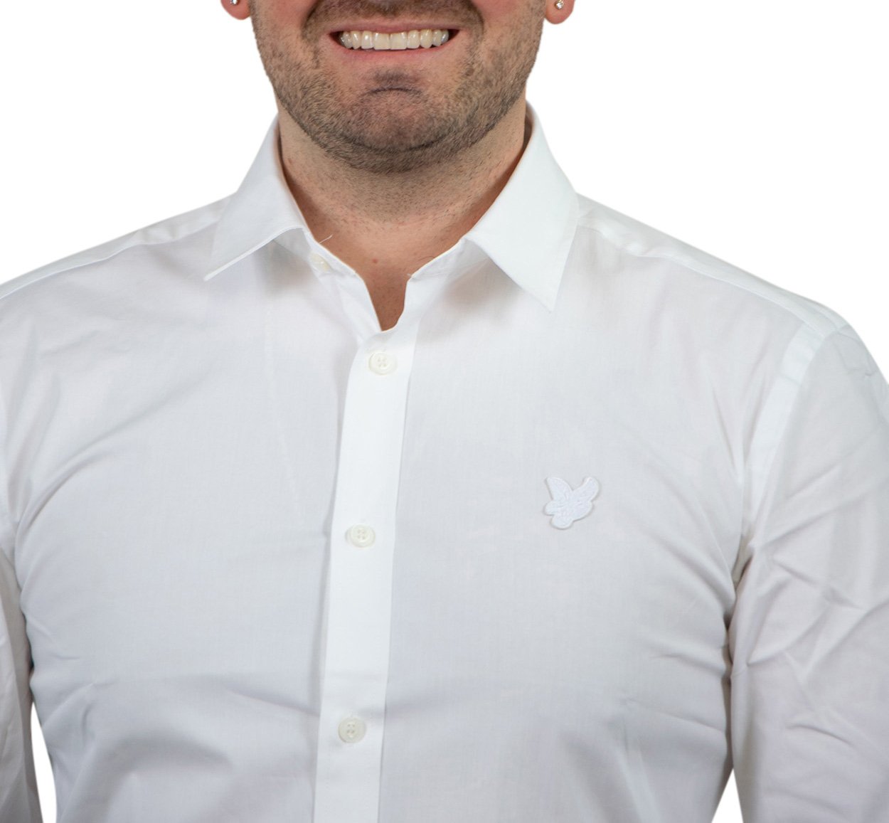 Lyle & Scott Lyle & Scott Tonal Eagle Easy Care Poplin Shirt Wit