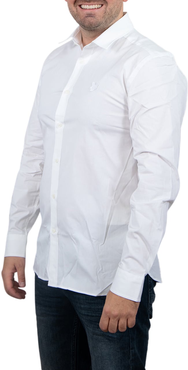 Lyle & Scott Lyle & Scott Tonal Eagle Easy Care Poplin Shirt Wit